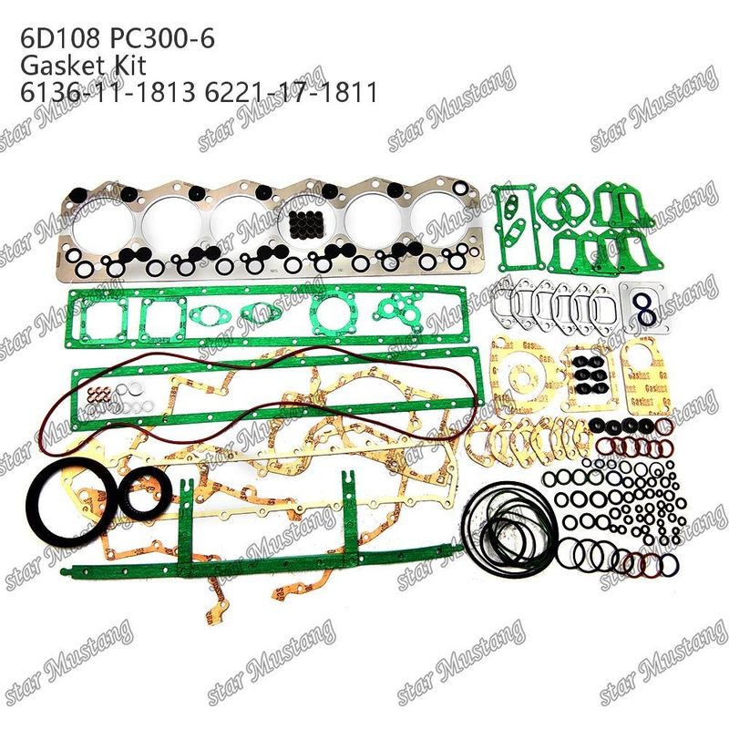 کیت گاسکت کامل 6D108 PC300-6 6136-11-1813 6221-17-1811 مجموعه گاسکت برای قطعات تعمیر موتور دیزل کوماتسو