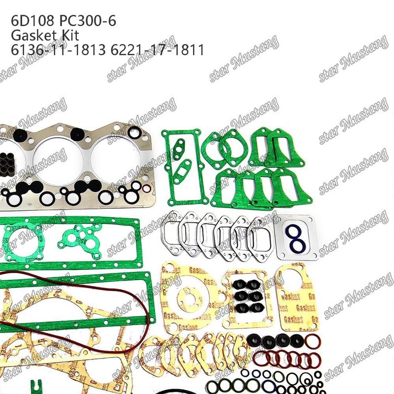 کیت گاسکت کامل 6D108 PC300-6 6136-11-1813 6221-17-1811 مجموعه گاسکت برای قطعات تعمیر موتور دیزل کوماتسو
