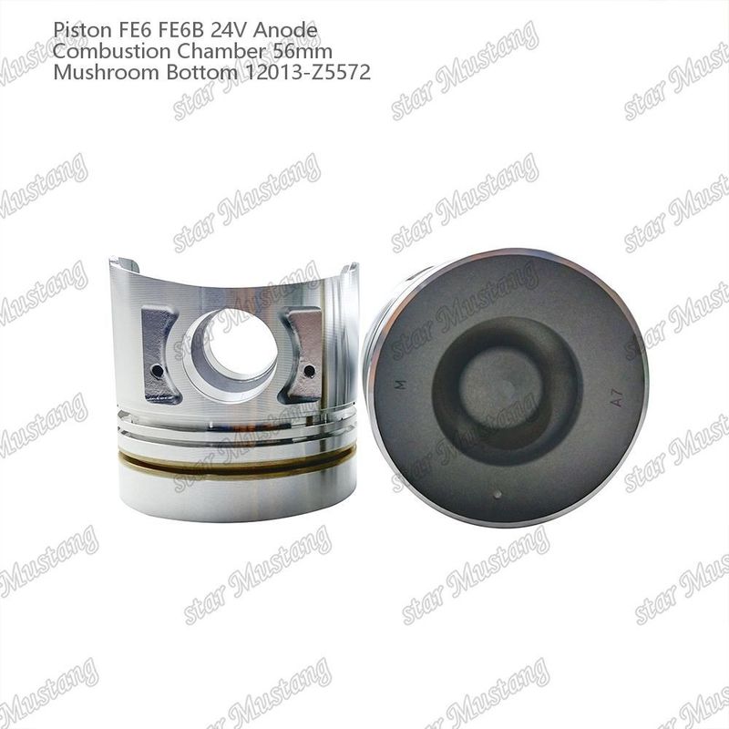 پیستون FE6 FE6B 24V اتاق احتراق 56mm آنود پایین قارچ 12013-Z5572 برای قطعات معدنی موتور نیسان