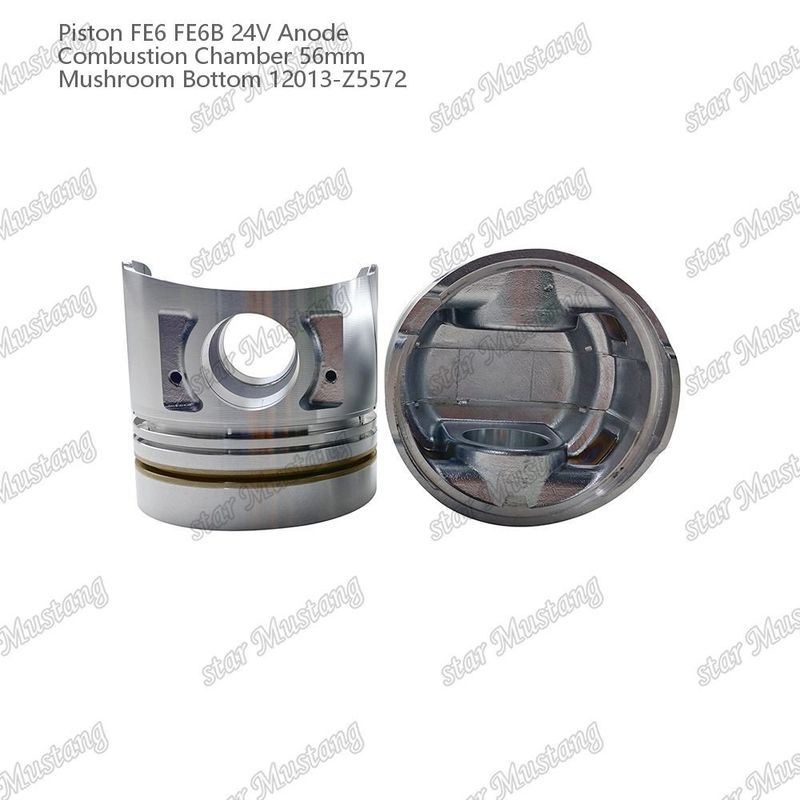 پیستون FE6 FE6B 24V اتاق احتراق 56mm آنود پایین قارچ 12013-Z5572 برای قطعات معدنی موتور نیسان