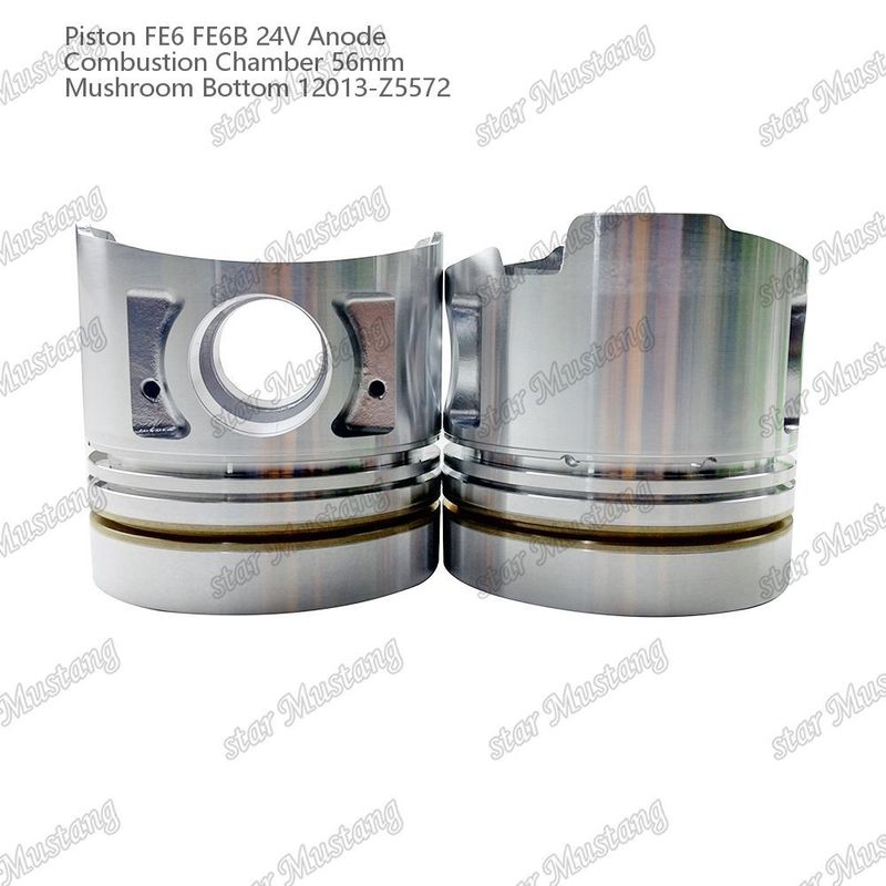 پیستون FE6 FE6B 24V اتاق احتراق 56mm آنود پایین قارچ 12013-Z5572 برای قطعات معدنی موتور نیسان