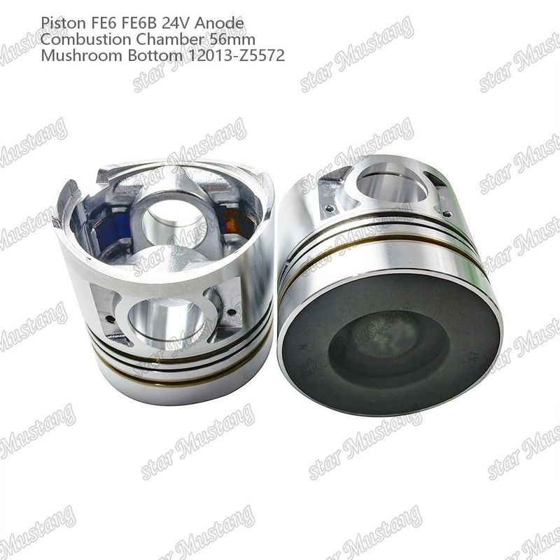 پیستون FE6 FE6B 24V اتاق احتراق 56mm آنود پایین قارچ 12013-Z5572 برای قطعات معدنی موتور نیسان