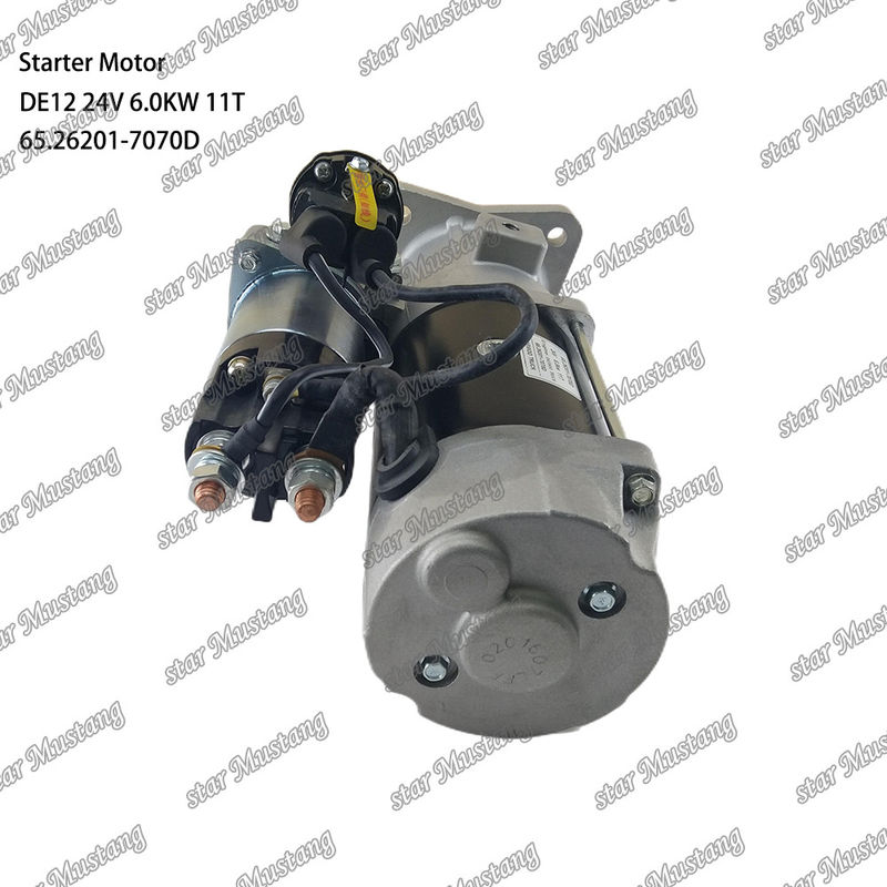 DE12 موتور استارتر موتور 24V 6.0KW 11T 65.26201-7070D برای قطعات معدنی موتور DOOSAN DAEWOO