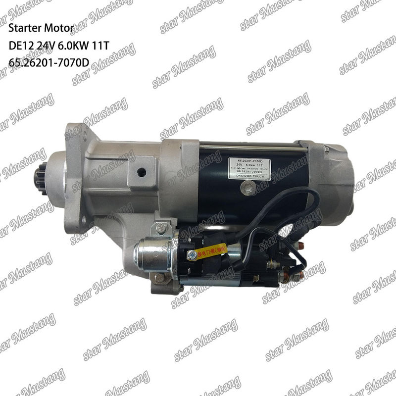 DE12 موتور استارتر موتور 24V 6.0KW 11T 65.26201-7070D برای قطعات معدنی موتور DOOSAN DAEWOO